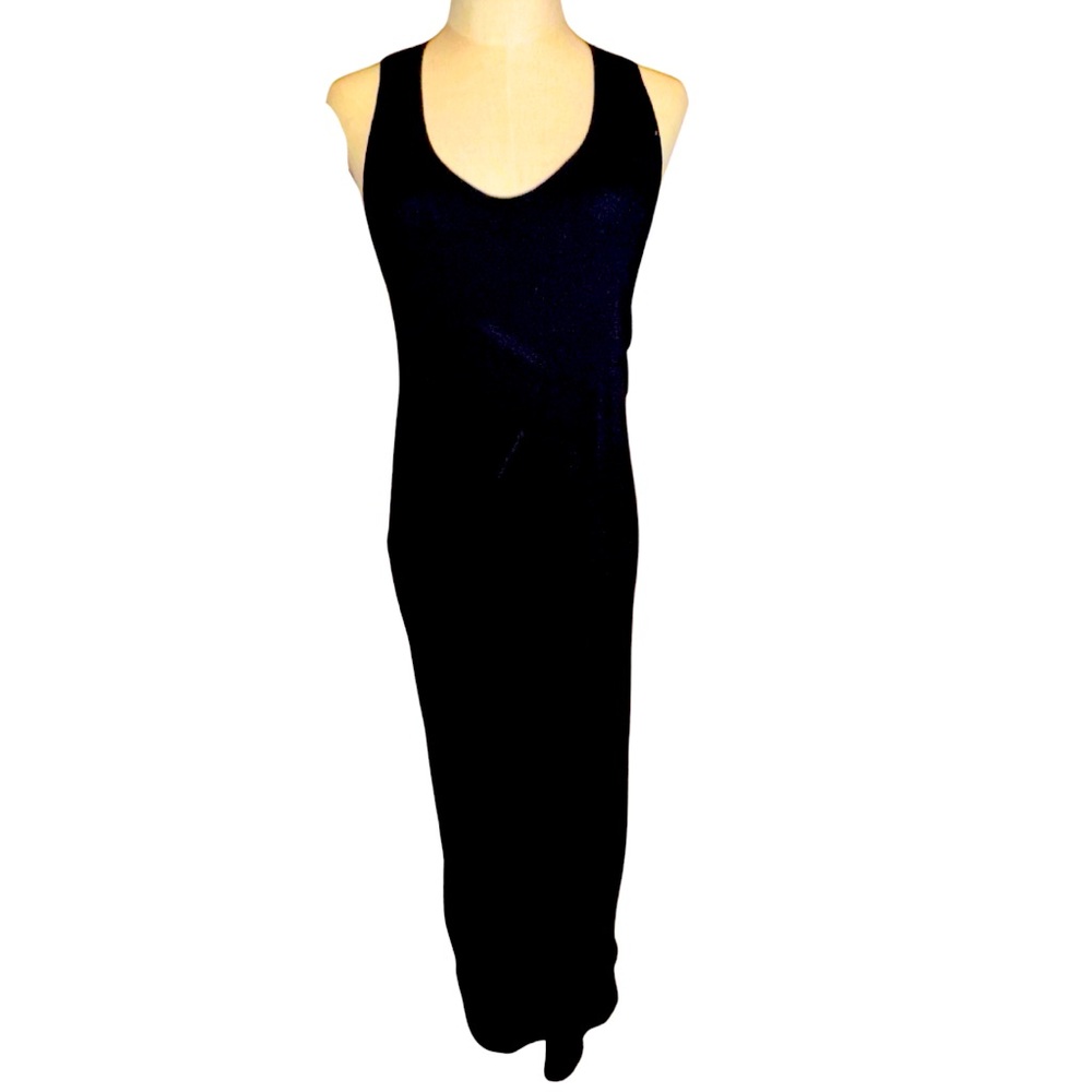 Zara Black Bodycon Ribbed Racerback Maxi Dress Size Medium